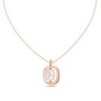 Oravelle Oval Solitaire Cushion Halo Lab Grown Diamond Pendant Necklace