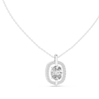 Oravelle Oval Solitaire Cushion Halo Lab Grown Diamond Pendant Necklace