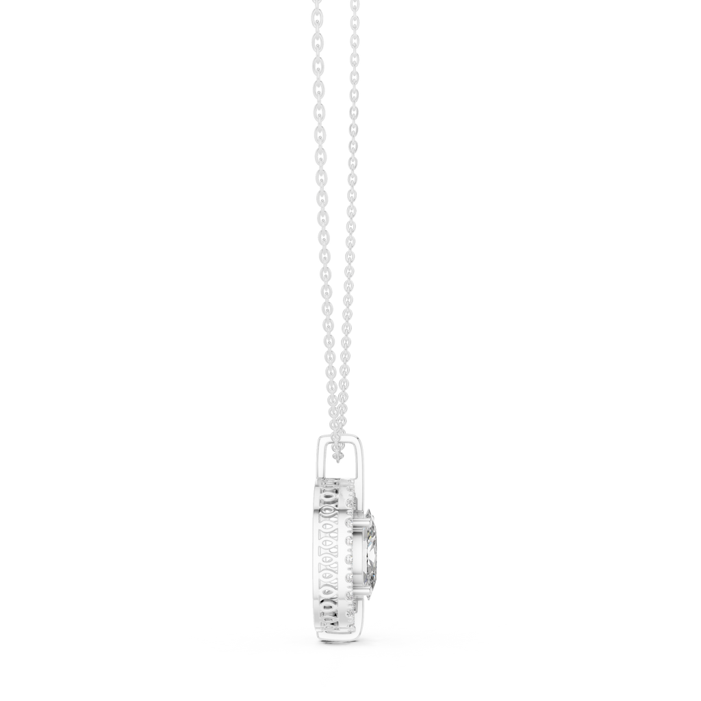 Oravelle Oval Solitaire Cushion Halo Lab Grown Diamond Pendant Necklace
