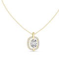 Oravelle Oval Solitaire Cushion Halo Lab Grown Diamond Pendant Necklace