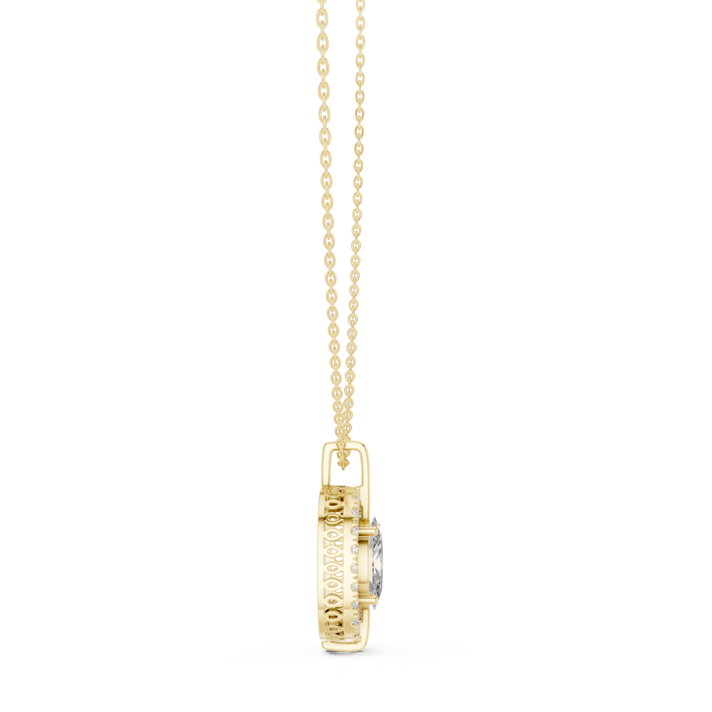 Oravelle Oval Solitaire Cushion Halo Lab Grown Diamond Pendant Necklace
