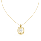 Oravelle Oval Solitaire Cushion Halo Lab Grown Diamond Pendant Necklace