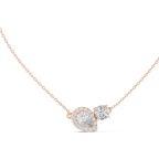 Tessaly Pear Halo and Round Solitaire Toi et Moi Lab Grown Diamond Necklace