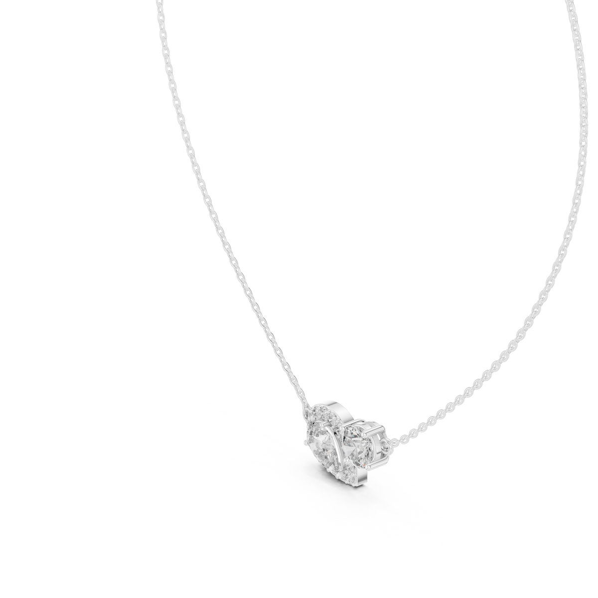 Tessaly Pear Halo and Round Solitaire Toi et Moi Lab Grown Diamond Necklace