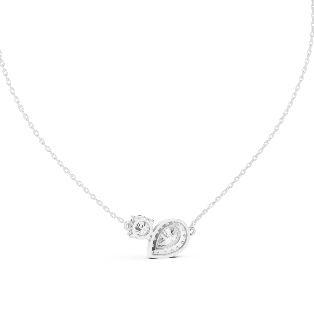 Tessaly Pear Halo and Round Solitaire Toi et Moi Lab Grown Diamond Necklace