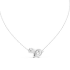 Tessaly Pear Halo and Round Solitaire Toi et Moi Lab Grown Diamond Necklace