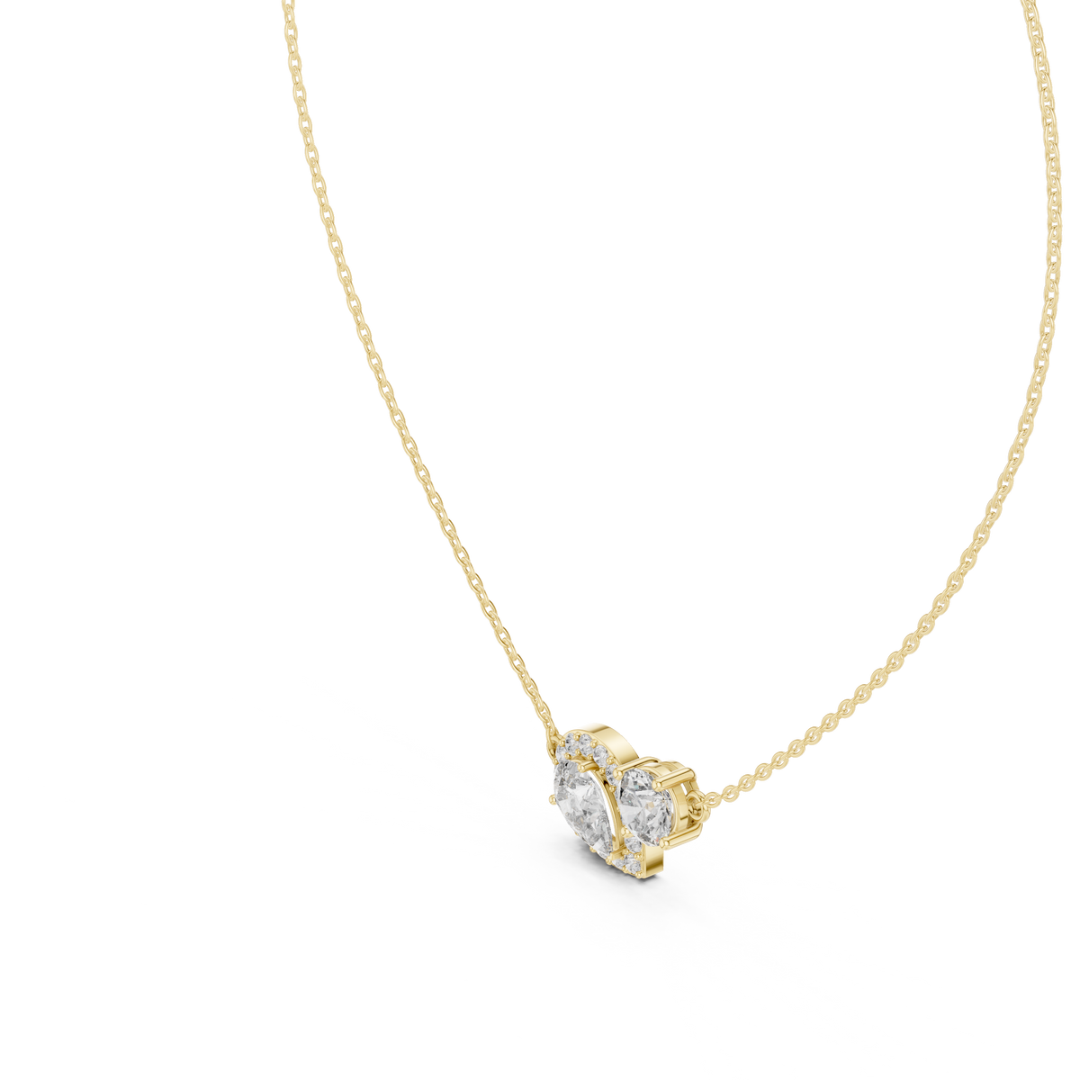 Tessaly Pear Halo and Round Solitaire Toi et Moi Lab Grown Diamond Necklace