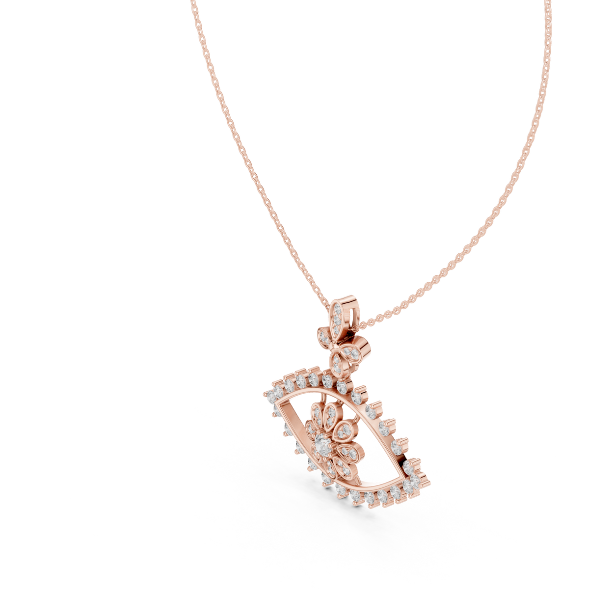 Ilvara Floral Evil Eye Lab Grown Diamond Pendant Necklace