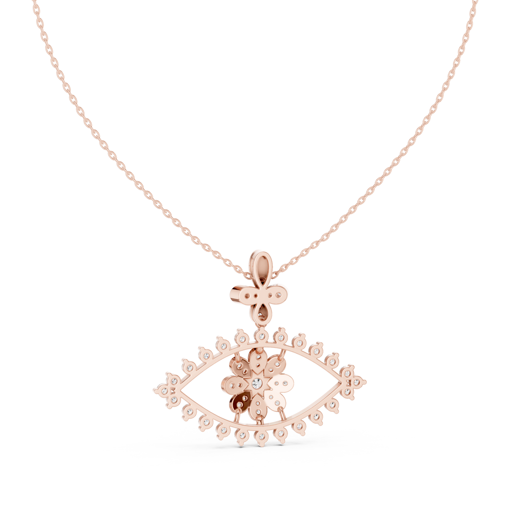 Ilvara Floral Evil Eye Lab Grown Diamond Pendant Necklace