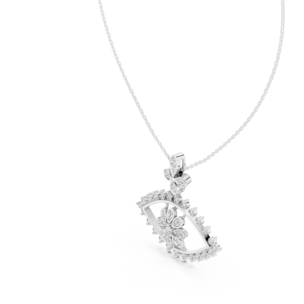 Ilvara Floral Evil Eye Lab Grown Diamond Pendant Necklace