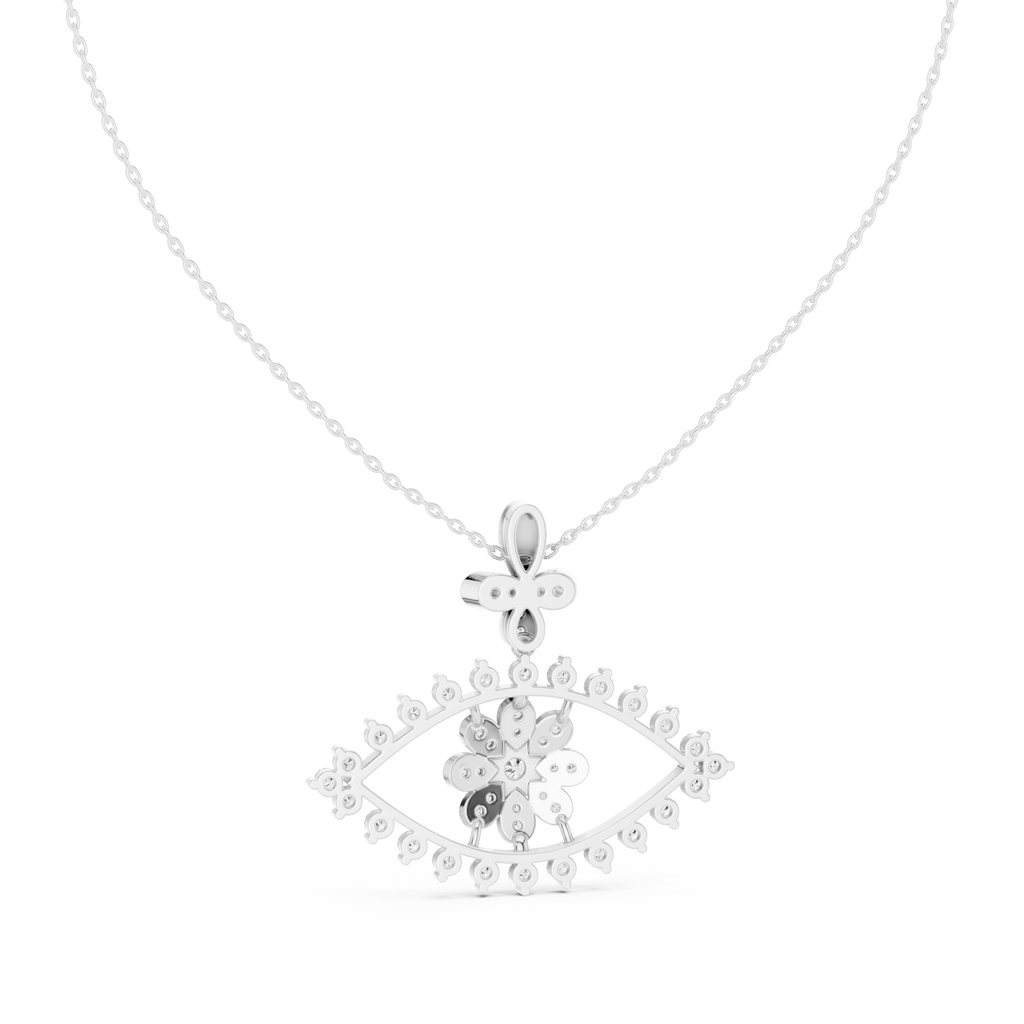 Ilvara Floral Evil Eye Lab Grown Diamond Pendant Necklace