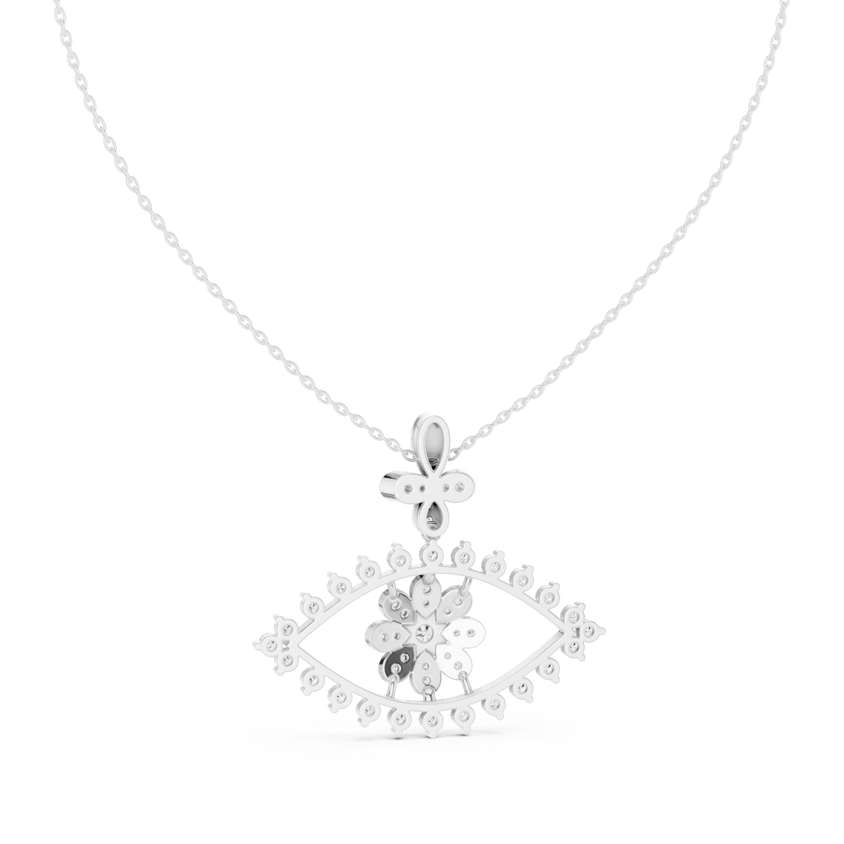 Ilvara Floral Evil Eye Lab Grown Diamond Pendant Necklace