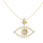 Ilvara Floral Evil Eye Lab Grown Diamond Pendant Necklace