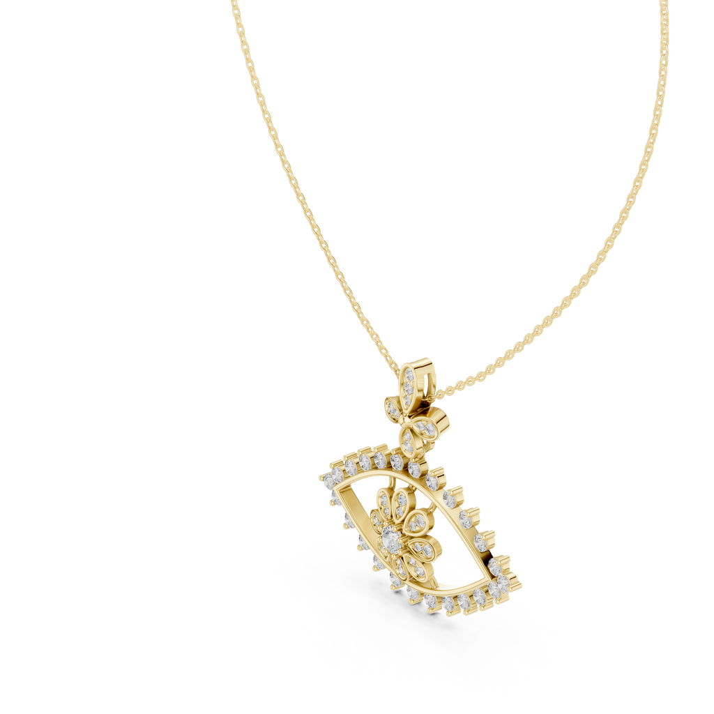 Ilvara Floral Evil Eye Lab Grown Diamond Pendant Necklace