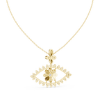 Ilvara Floral Evil Eye Lab Grown Diamond Pendant Necklace