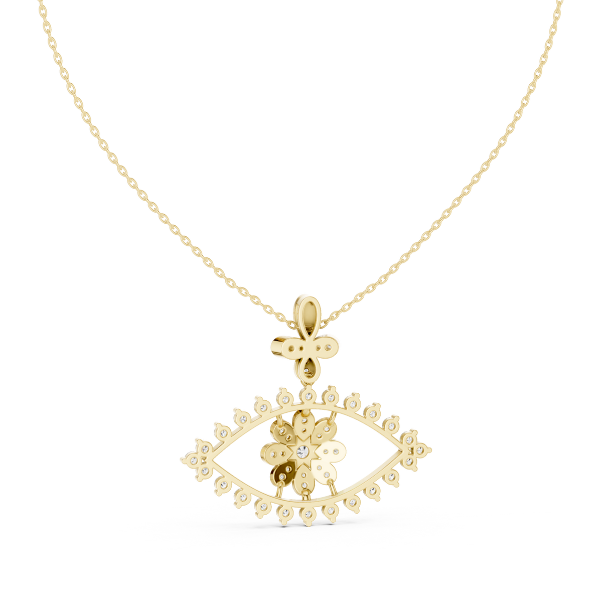 Ilvara Floral Evil Eye Lab Grown Diamond Pendant Necklace