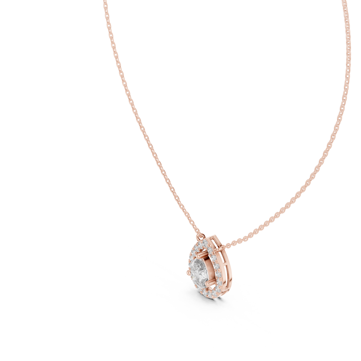Luxuriöser Teardrop-Diamant-Anhänger mit Halo-Design