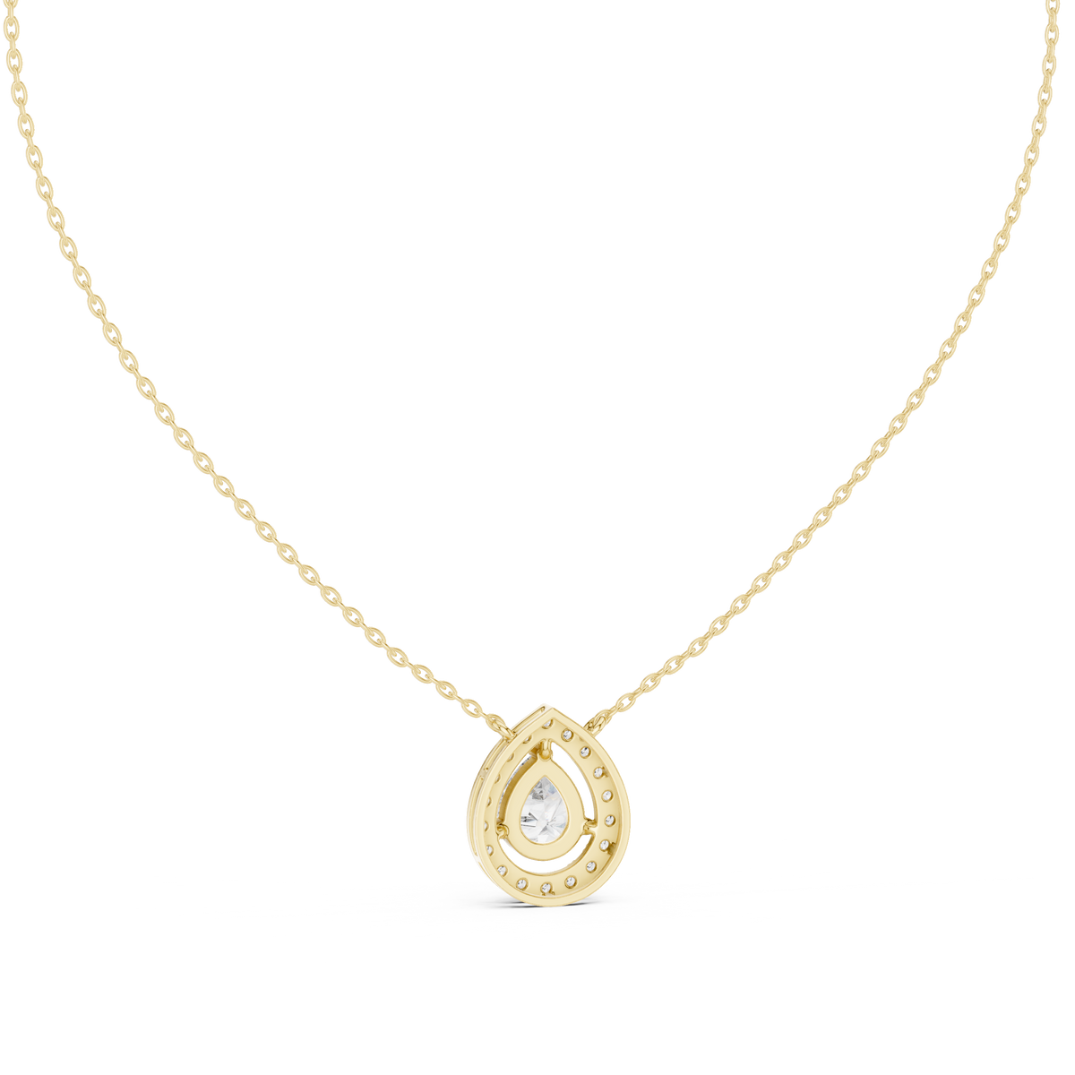 Aurelle Pear Halo Lab Grown Diamond Pendant Necklace