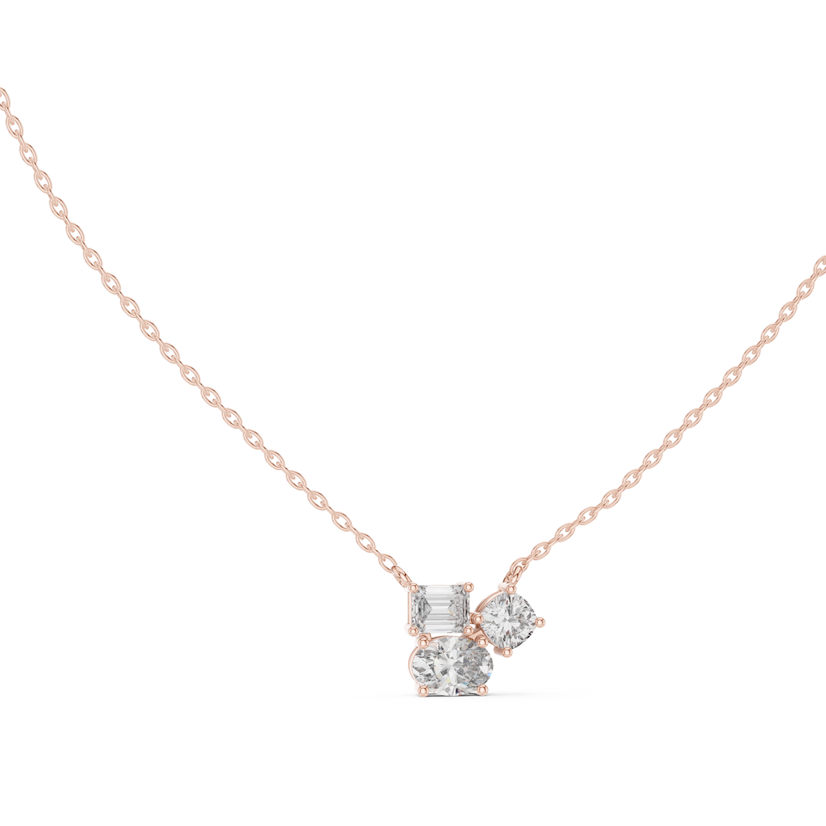 Trinelle Mixed Shape Three Stone Lab Grown Diamond Pendant Necklace