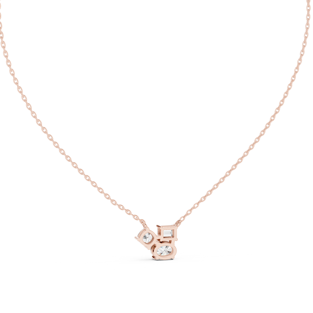 Trinelle Mixed Shape Three Stone Lab Grown Diamond Pendant Necklace