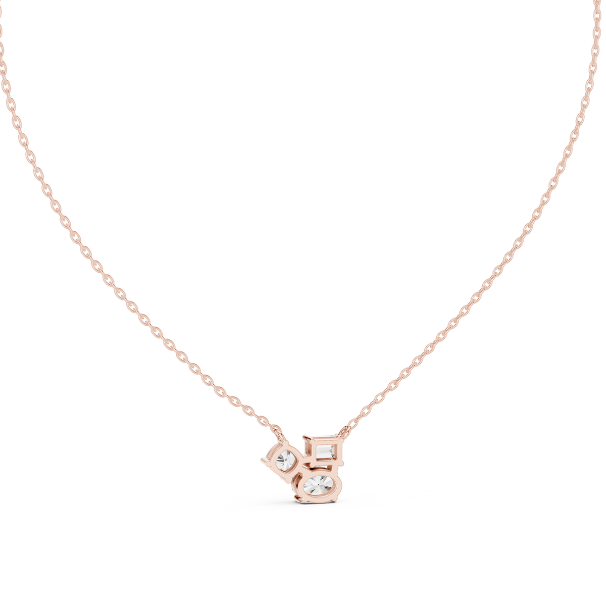 Trinelle Mixed Shape Three Stone Lab Grown Diamond Pendant Necklace