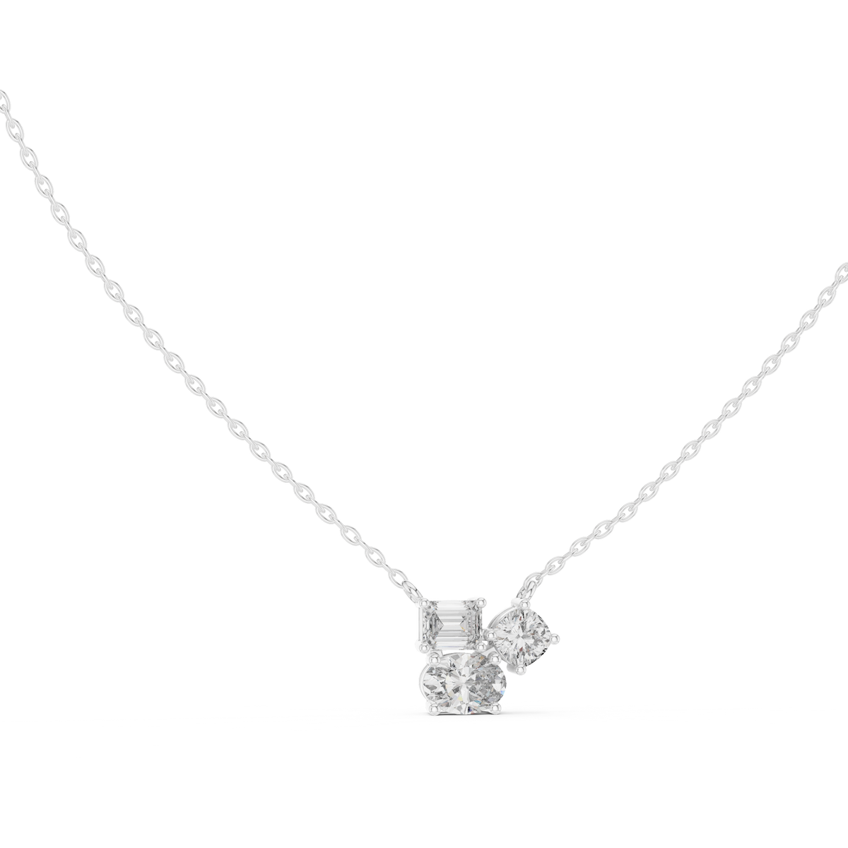 Trinelle Mixed Shape Three Stone Lab Grown Diamond Pendant Necklace