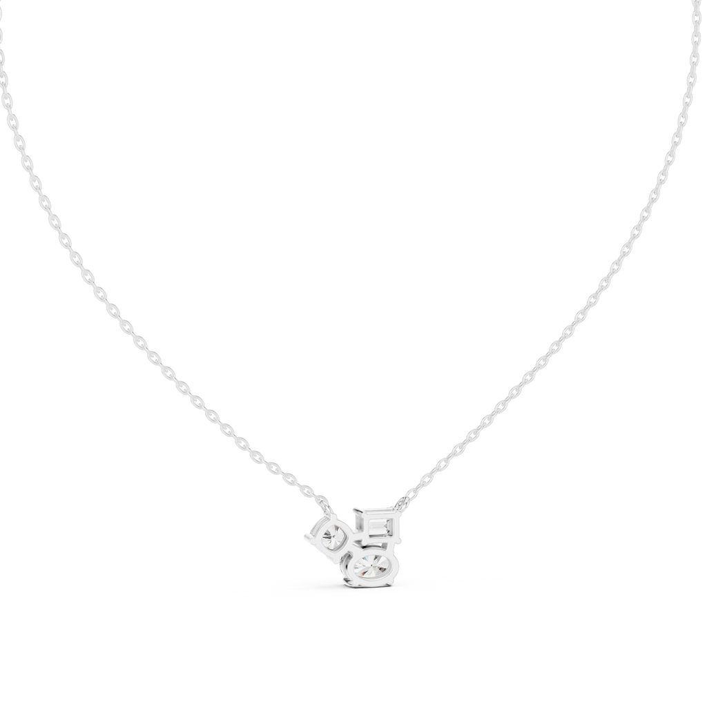 Trinelle Mixed Shape Three Stone Lab Grown Diamond Pendant Necklace