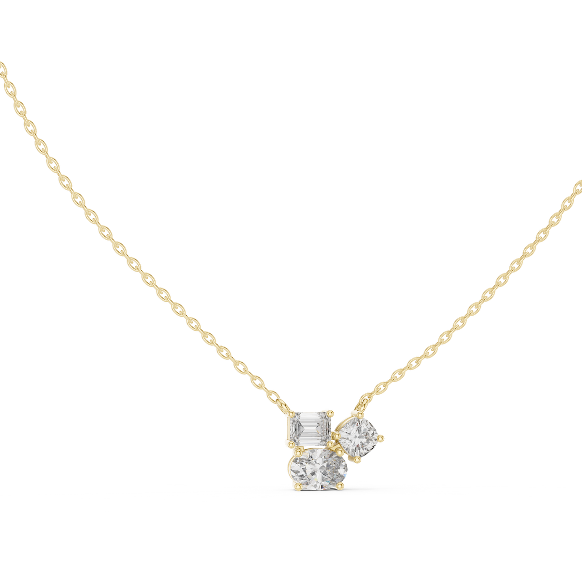 Trinelle Mixed Shape Three Stone Lab Grown Diamond Pendant Necklace
