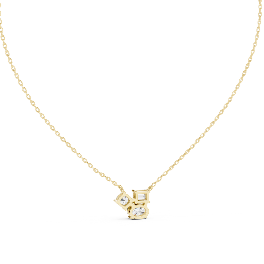 Trinelle Mixed Shape Three Stone Lab Grown Diamond Pendant Necklace