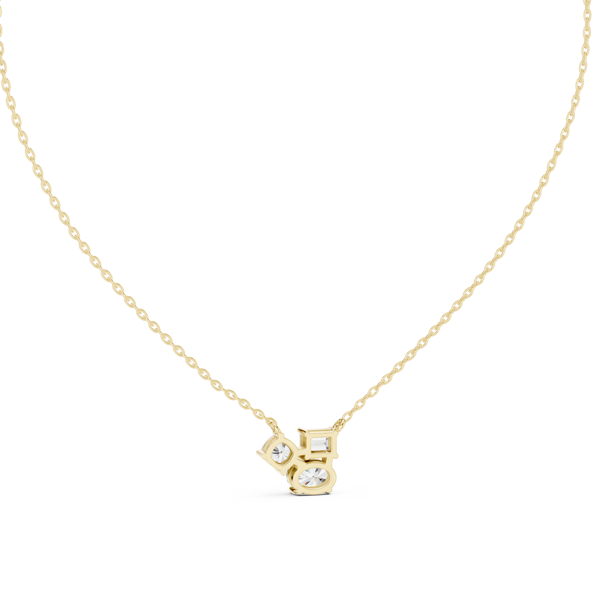 Trinelle Mixed Shape Three Stone Lab Grown Diamond Pendant Necklace