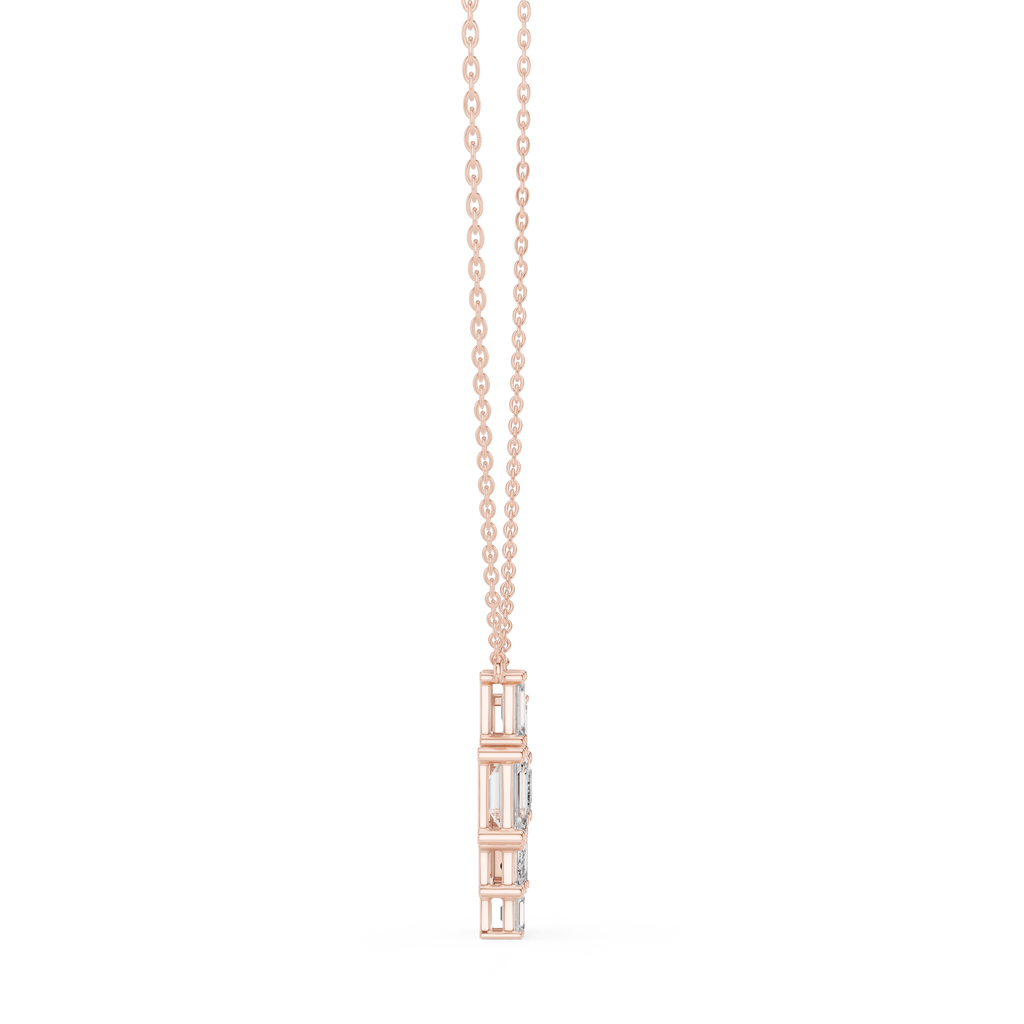 Mosaelle Emerald Cut Mosaic Cluster Lab Grown Diamond Pendant Necklace
