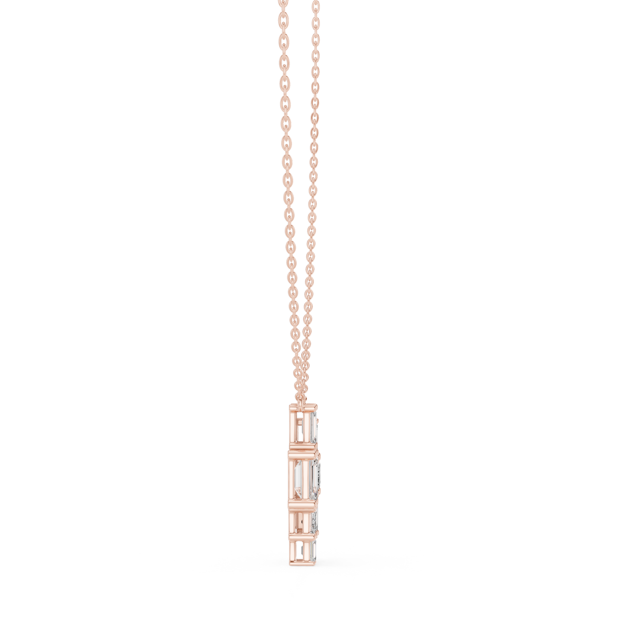 Mosaelle Emerald Cut Mosaic Cluster Lab Grown Diamond Pendant Necklace
