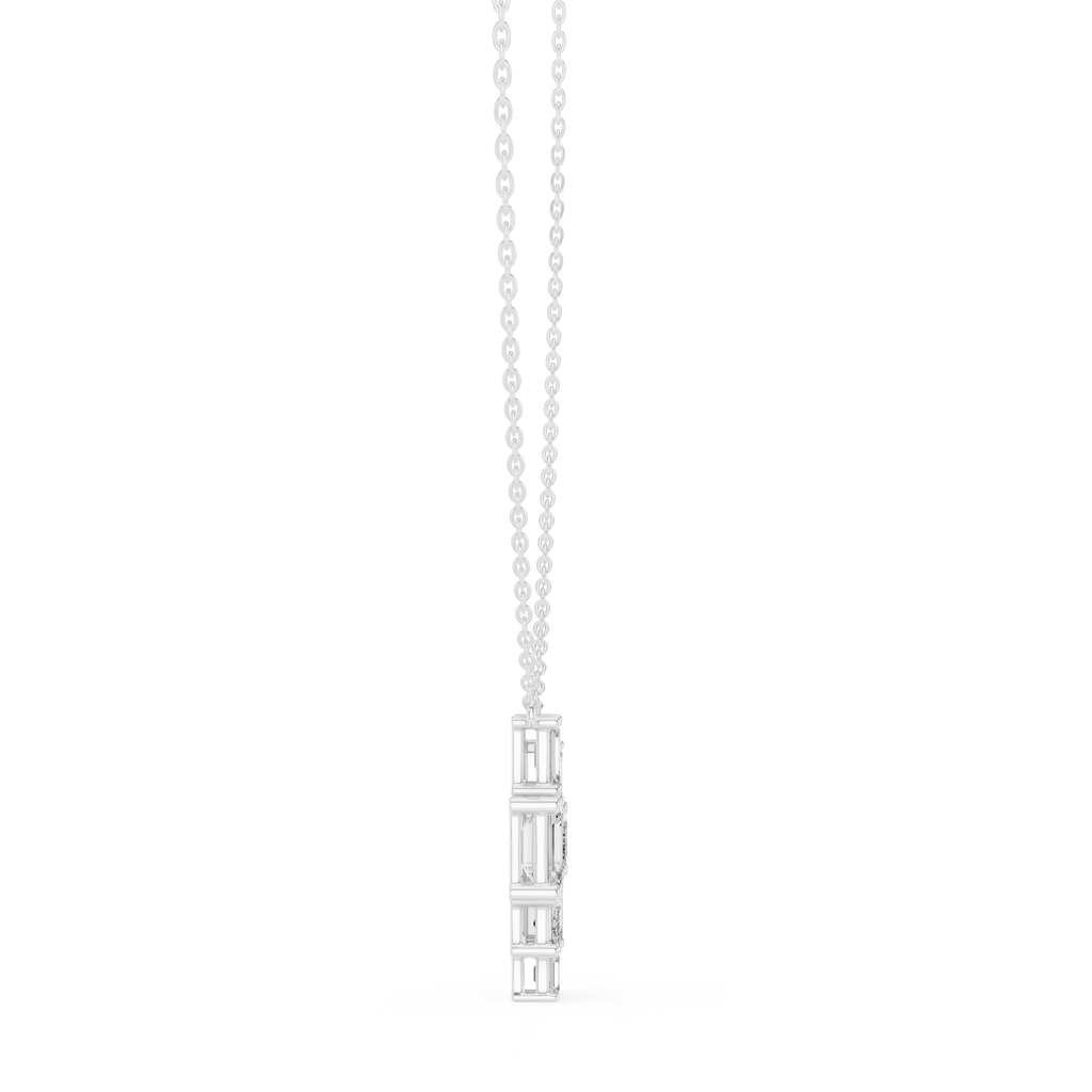 Mosaelle Emerald Cut Mosaic Cluster Lab Grown Diamond Pendant Necklace