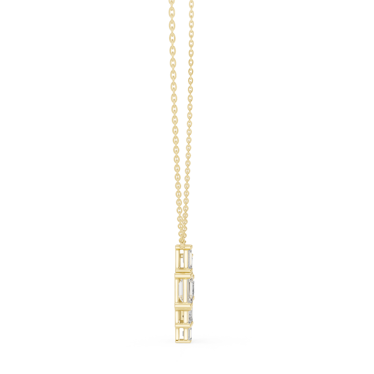 Mosaelle Emerald Cut Mosaic Cluster Lab Grown Diamond Pendant Necklace