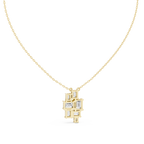 Mosaelle Emerald Cut Mosaic Cluster Lab Grown Diamond Pendant Necklace