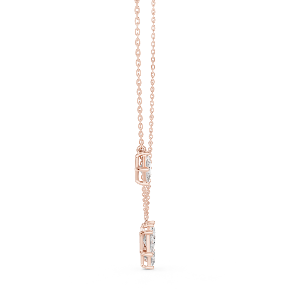 Quadrelle Asymmetric Princess Cut Cluster Lab Grown Diamond Necklace