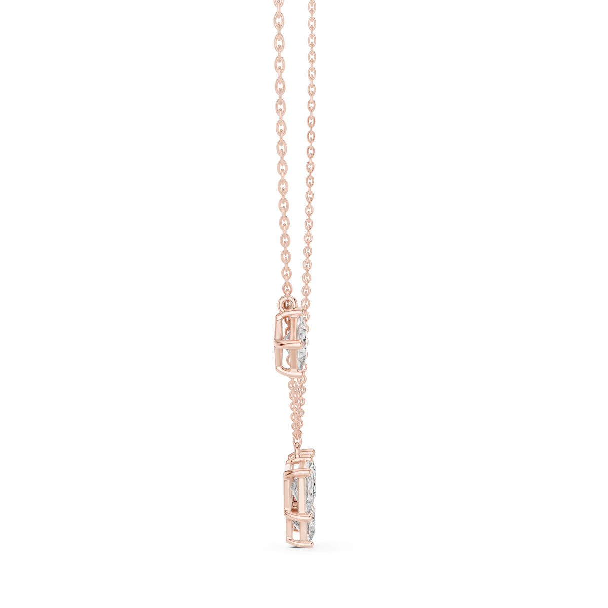 Quadrelle Asymmetric Princess Cut Cluster Lab Grown Diamond Necklace