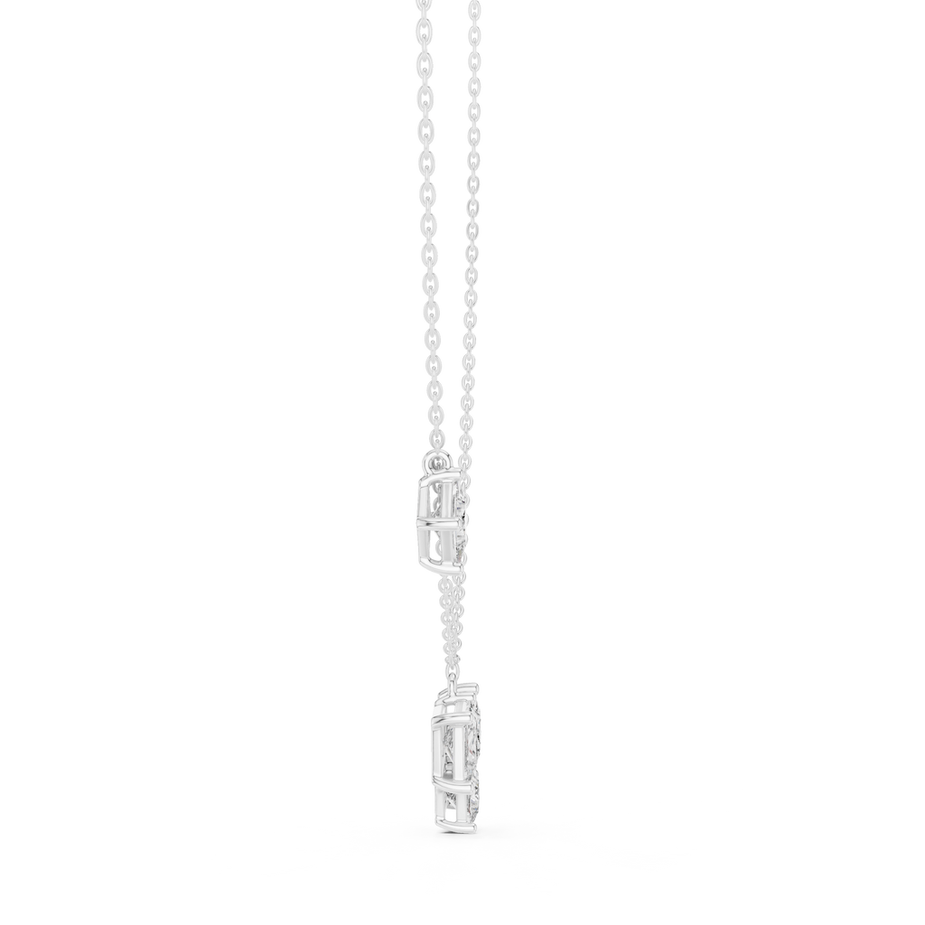 Quadrelle Asymmetric Princess Cut Cluster Lab Grown Diamond Necklace