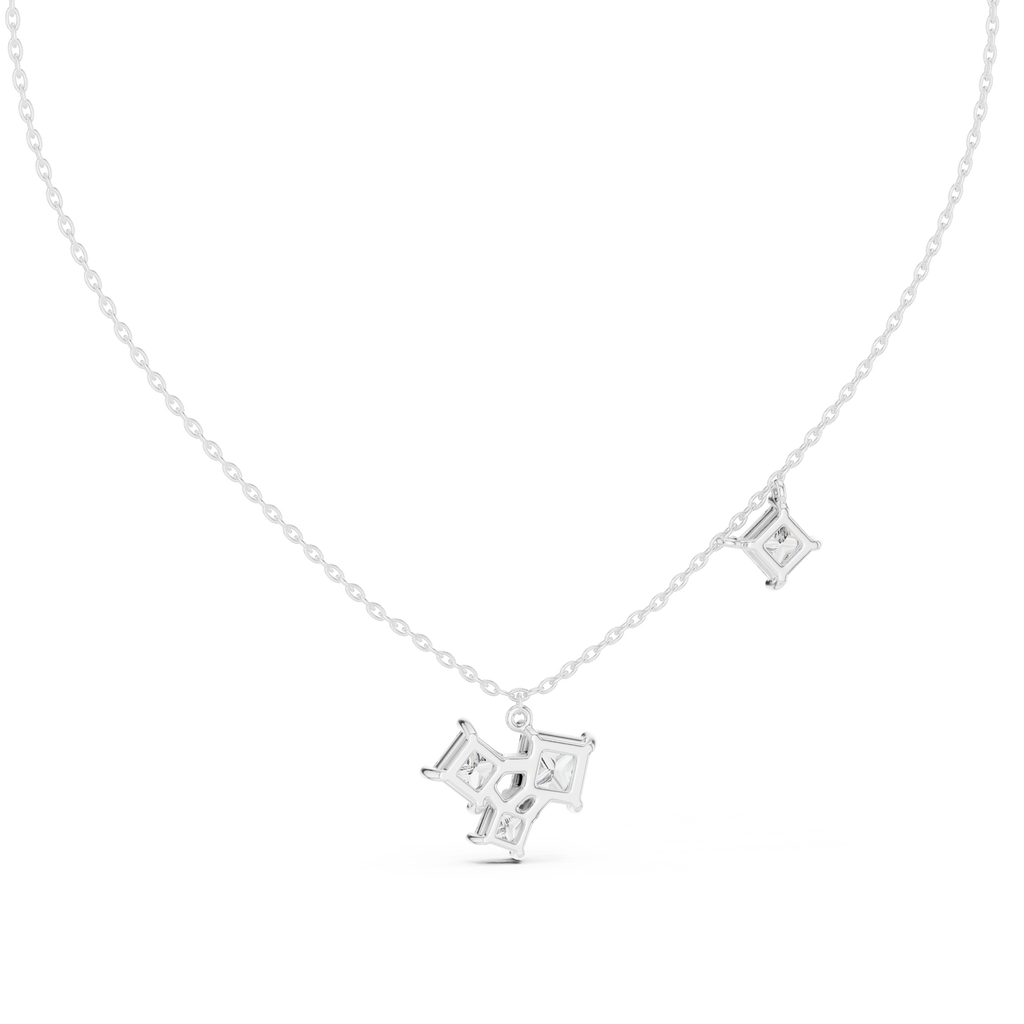 Quadrelle Asymmetric Princess Cut Cluster Lab Grown Diamond Necklace