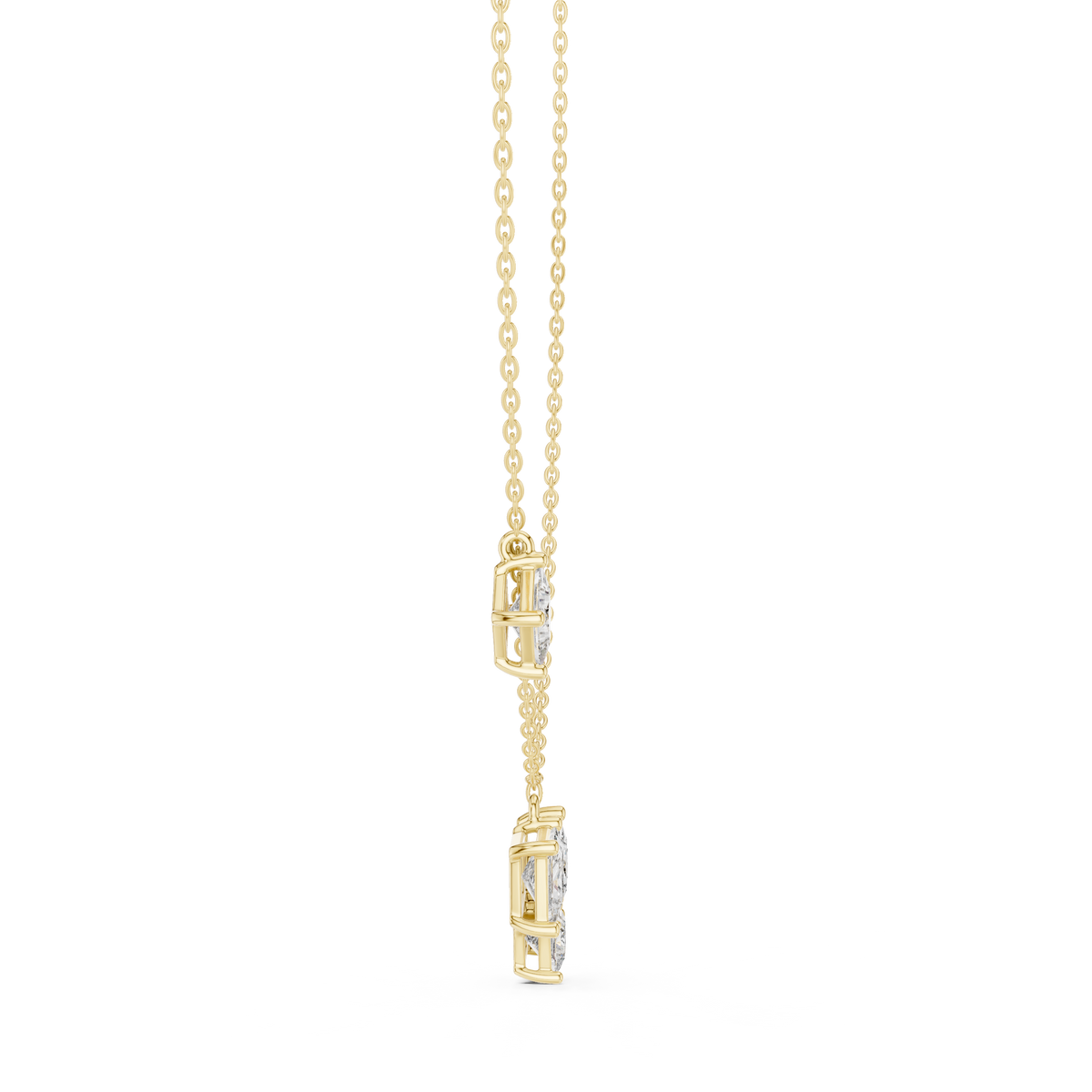 Quadrelle Asymmetric Princess Cut Cluster Lab Grown Diamond Necklace
