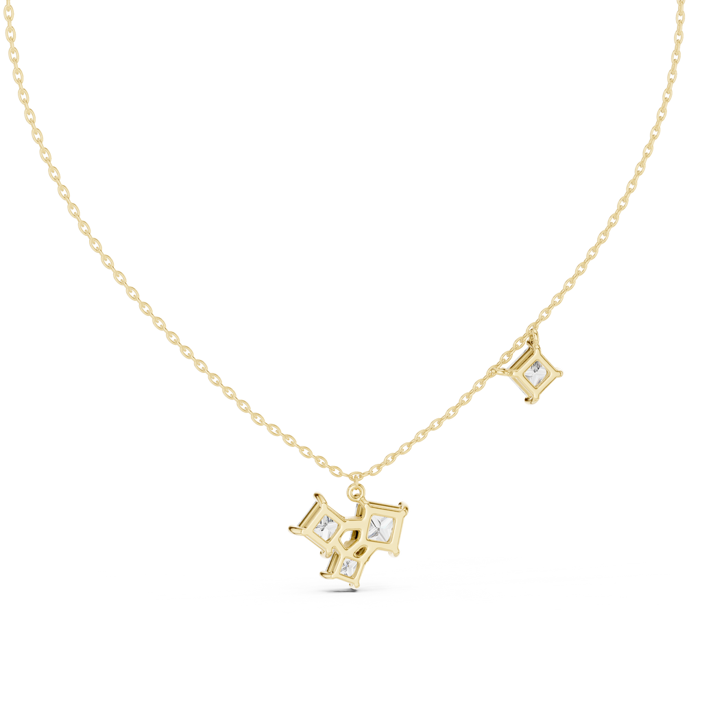 Quadrelle Asymmetric Princess Cut Cluster Lab Grown Diamond Necklace