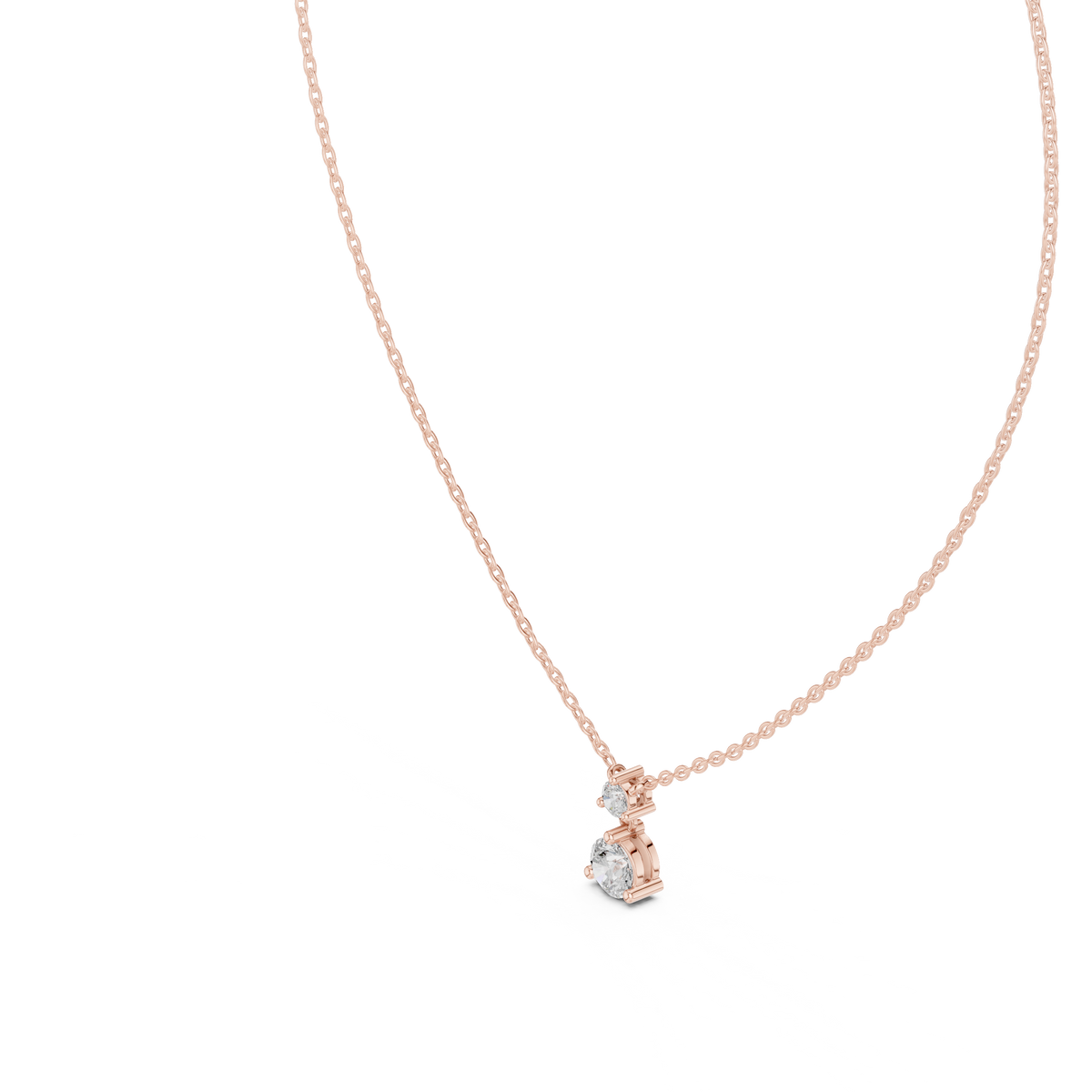 Duovelle Two Stone Drop Solitaire Lab Grown Diamond Pendant Necklace