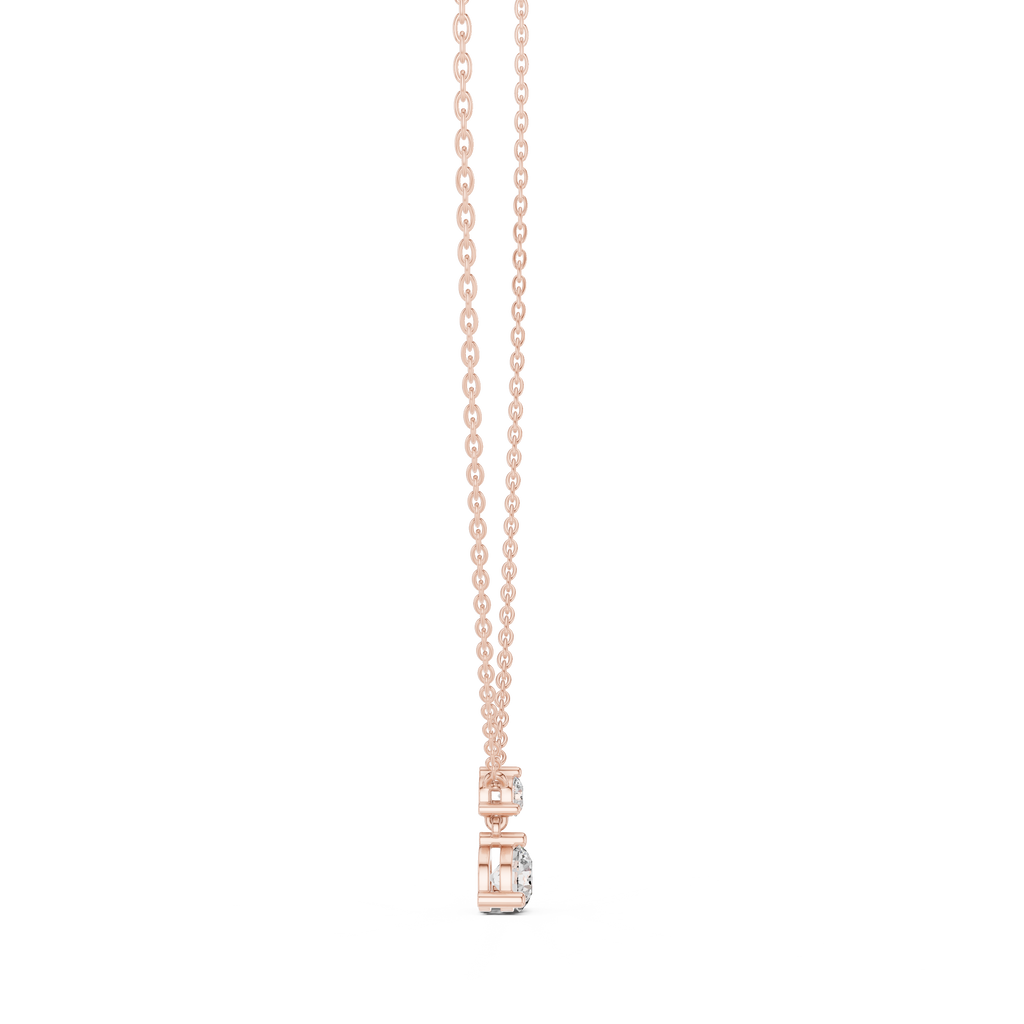 Duovelle Two Stone Drop Solitaire Lab Grown Diamond Pendant Necklace