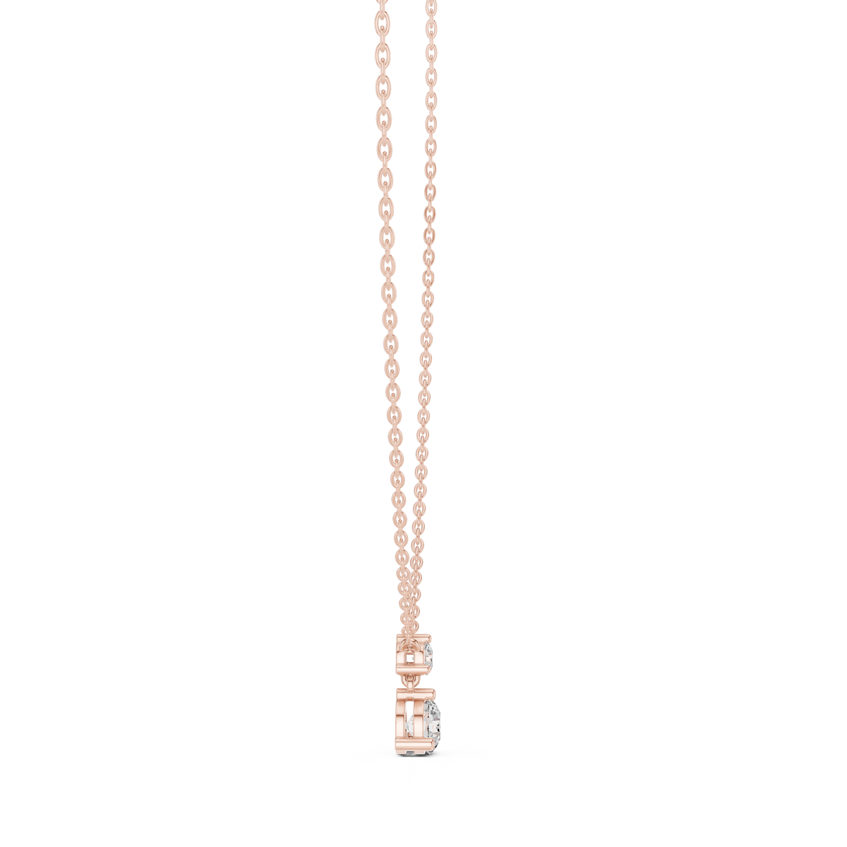 Duovelle Two Stone Drop Solitaire Lab Grown Diamond Pendant Necklace