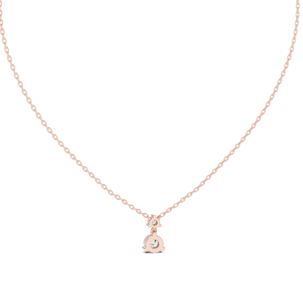 Duovelle Two Stone Drop Solitaire Lab Grown Diamond Pendant Necklace
