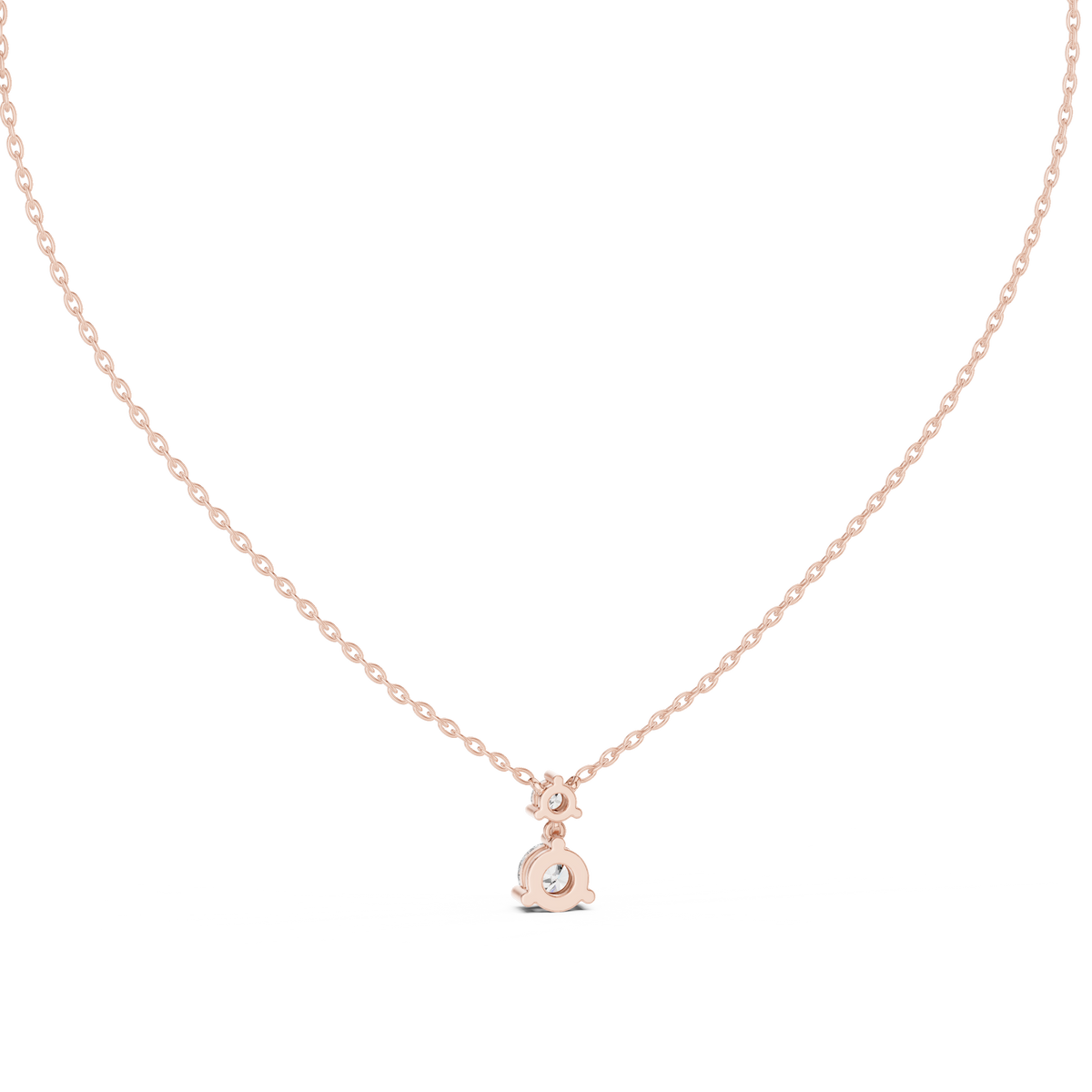 Duovelle Two Stone Drop Solitaire Lab Grown Diamond Pendant Necklace