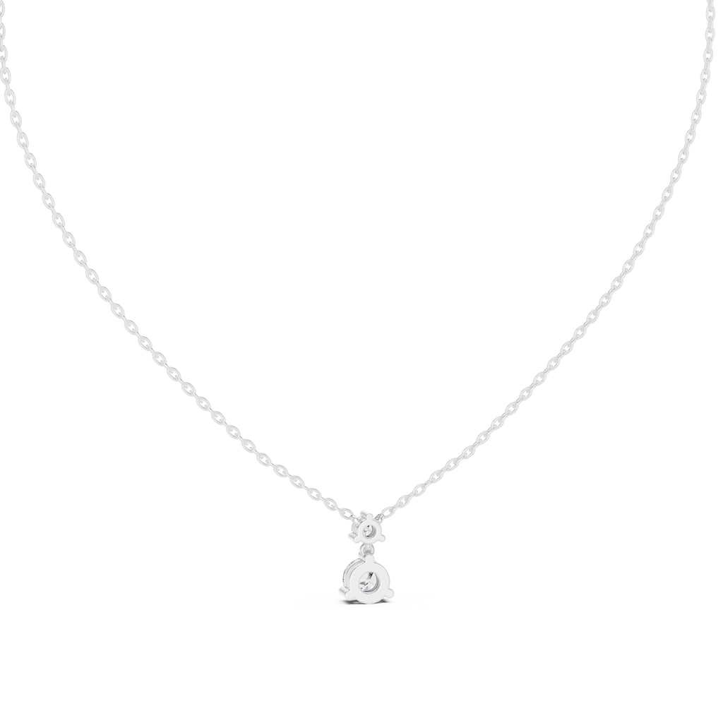 Duovelle Two Stone Drop Solitaire Lab Grown Diamond Pendant Necklace