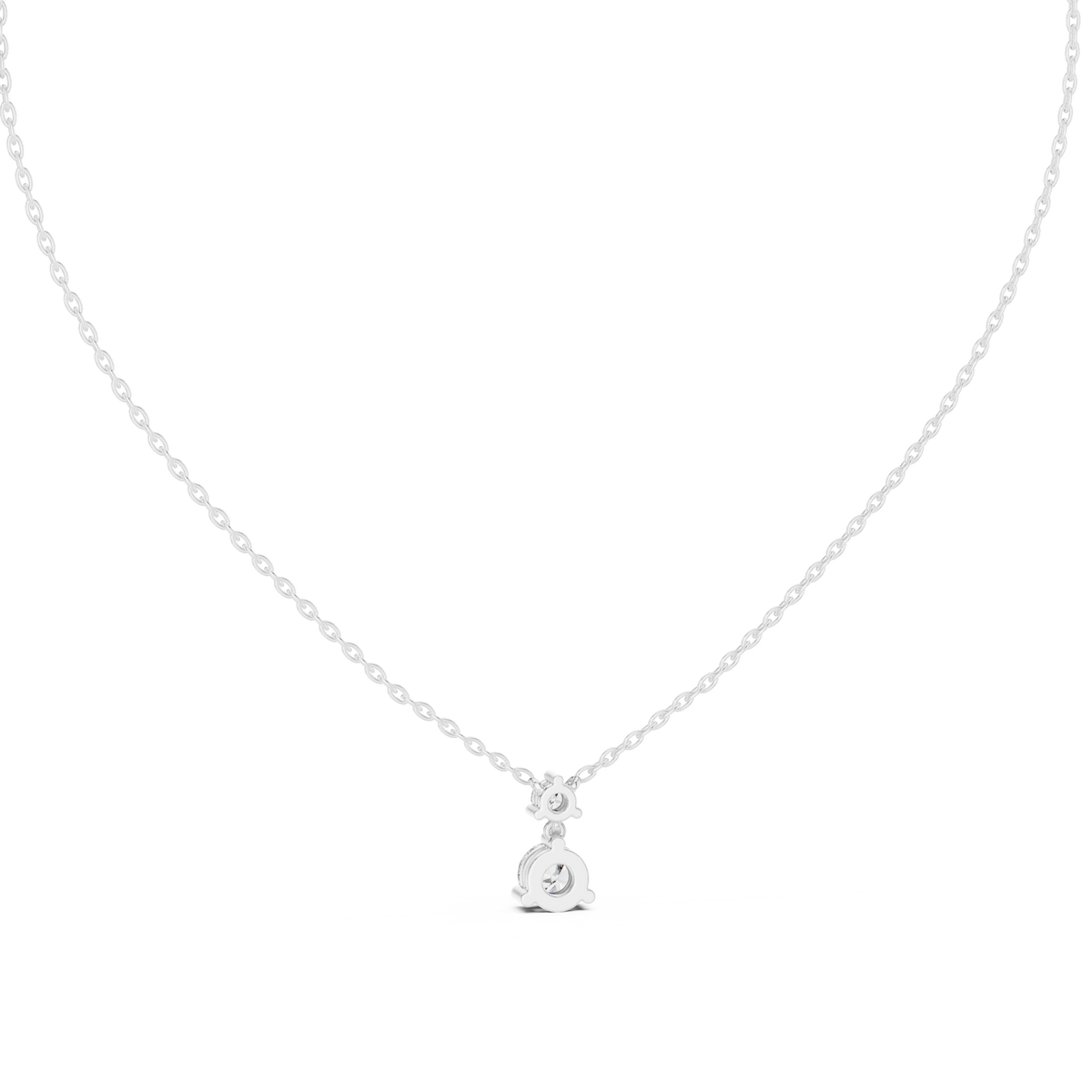 Duovelle Two Stone Drop Solitaire Lab Grown Diamond Pendant Necklace