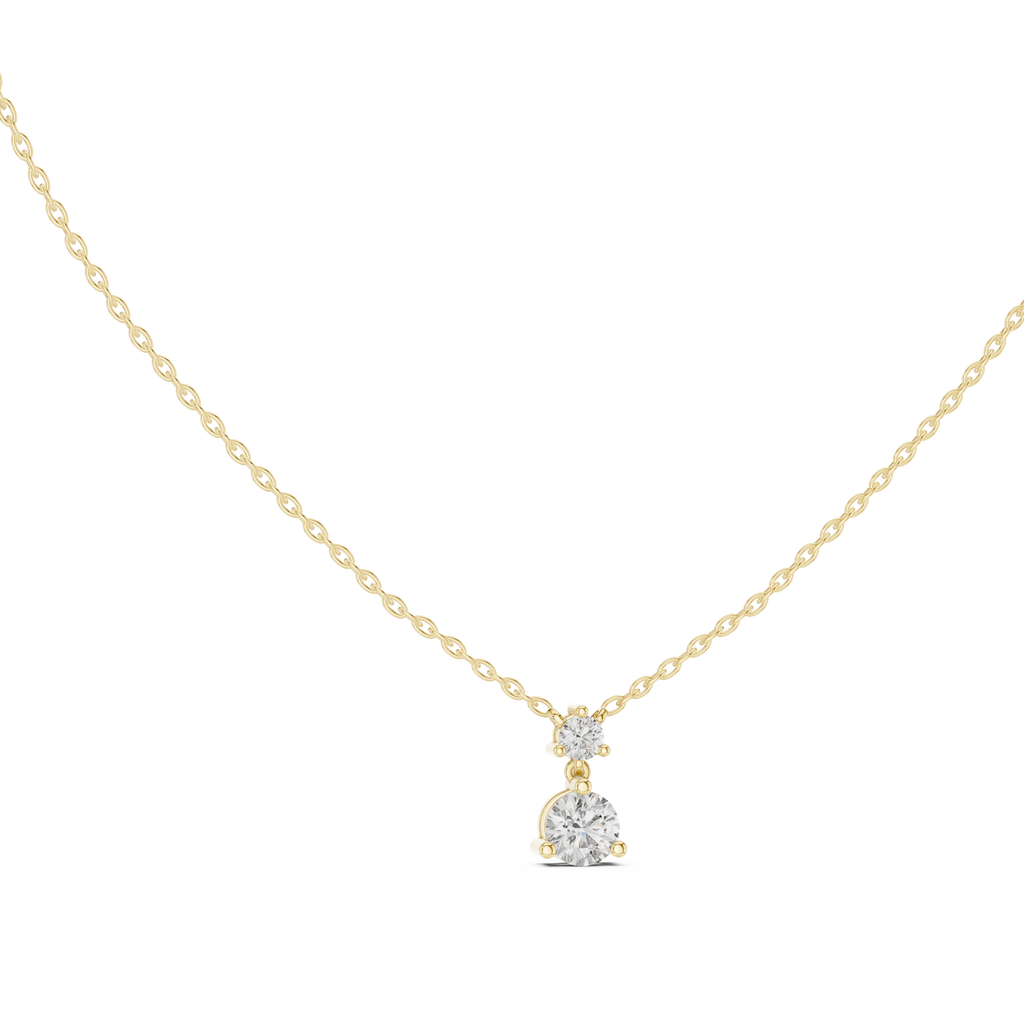 Duovelle Two Stone Drop Solitaire Lab Grown Diamond Pendant Necklace