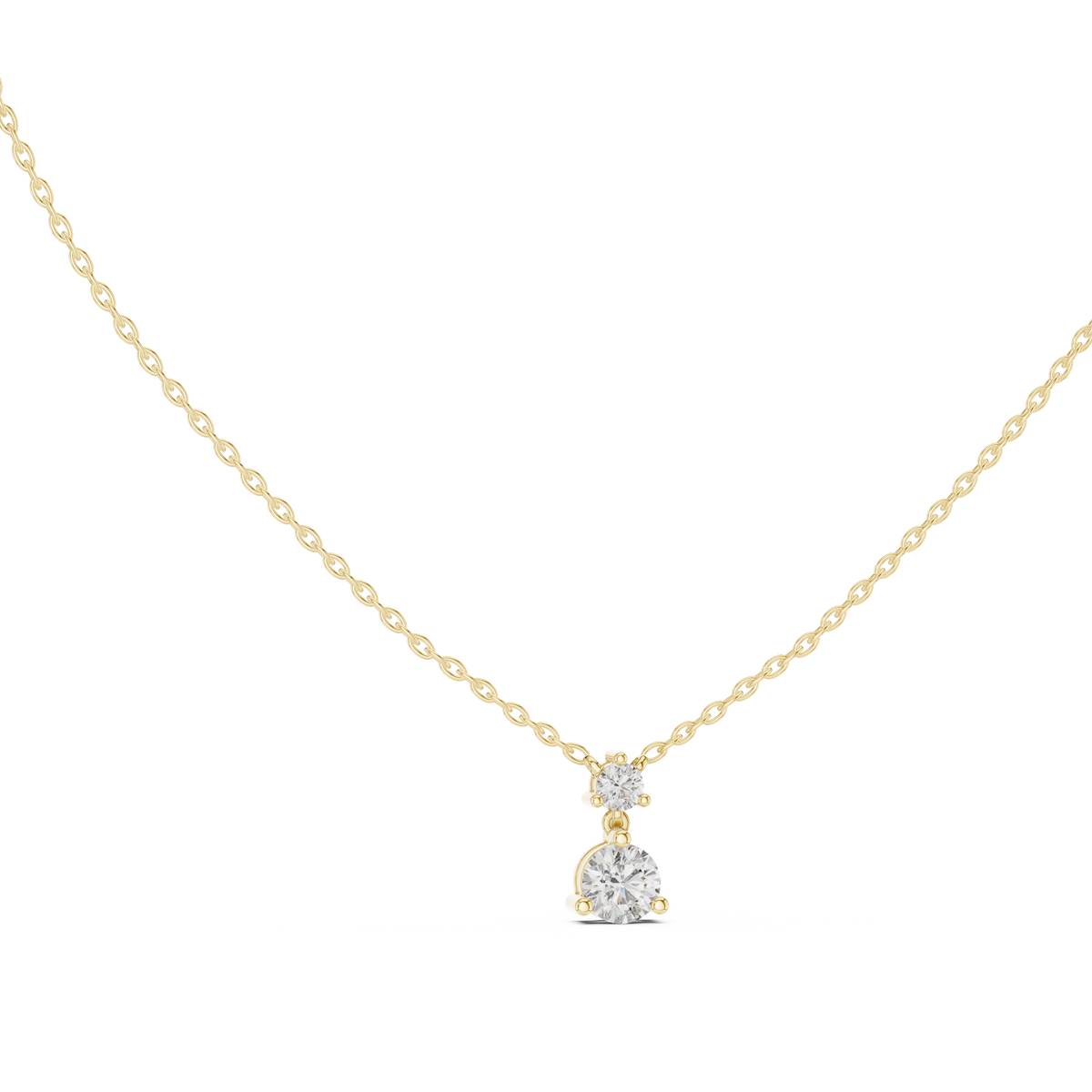 Duovelle Two Stone Drop Solitaire Lab Grown Diamond Pendant Necklace